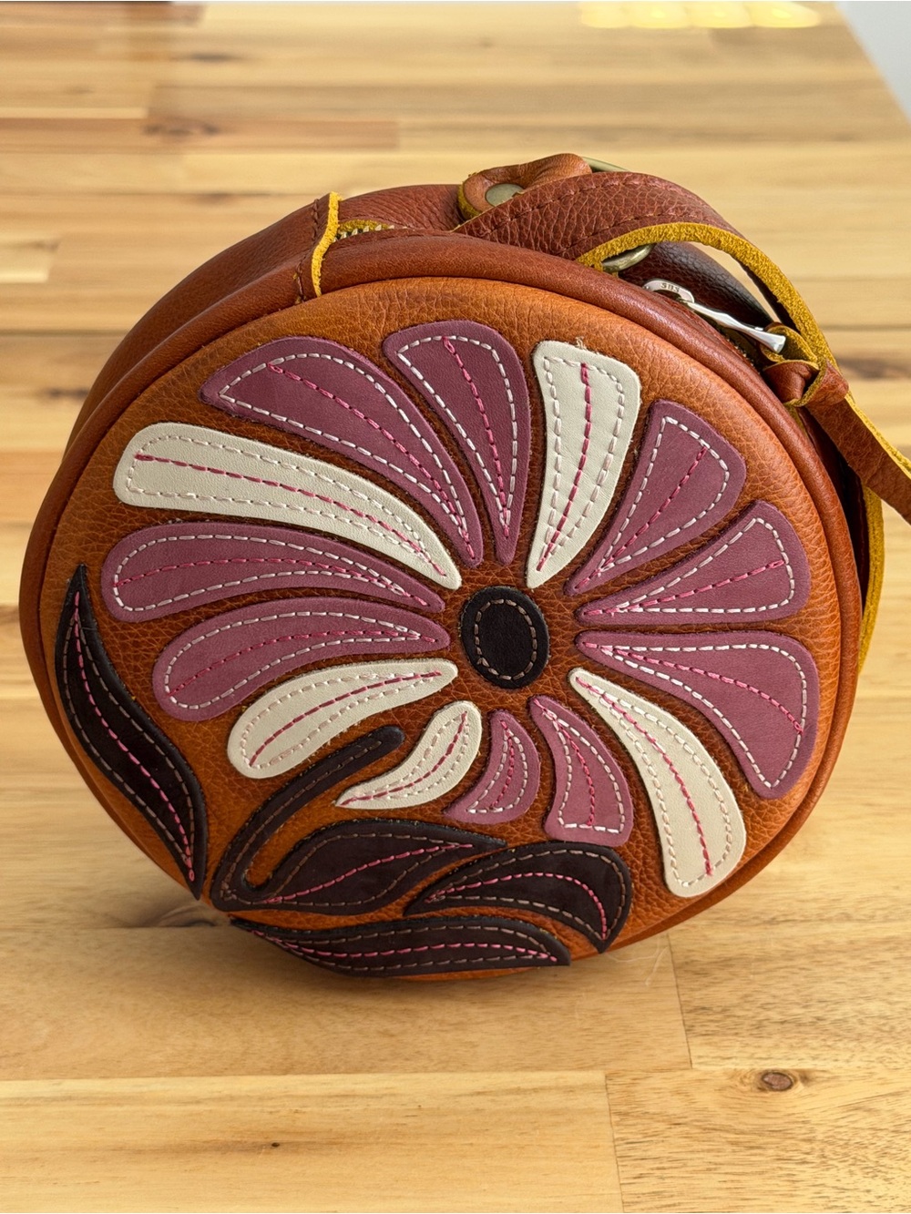 Portland Leather Goods Sienna Wildflower Small Circle Crossbody Bag